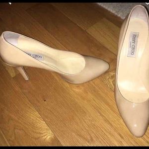 JIMMY CHOO, Classic Tan Patent Leather Pumps