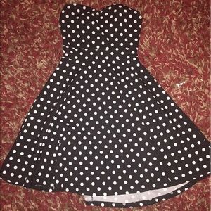 Polka dot strapless dress