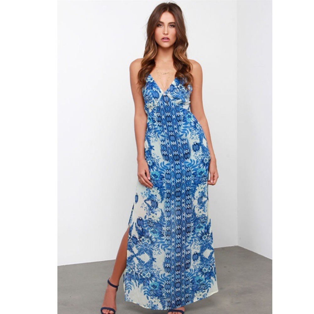 Blue Print Adjustable Maxi Dress