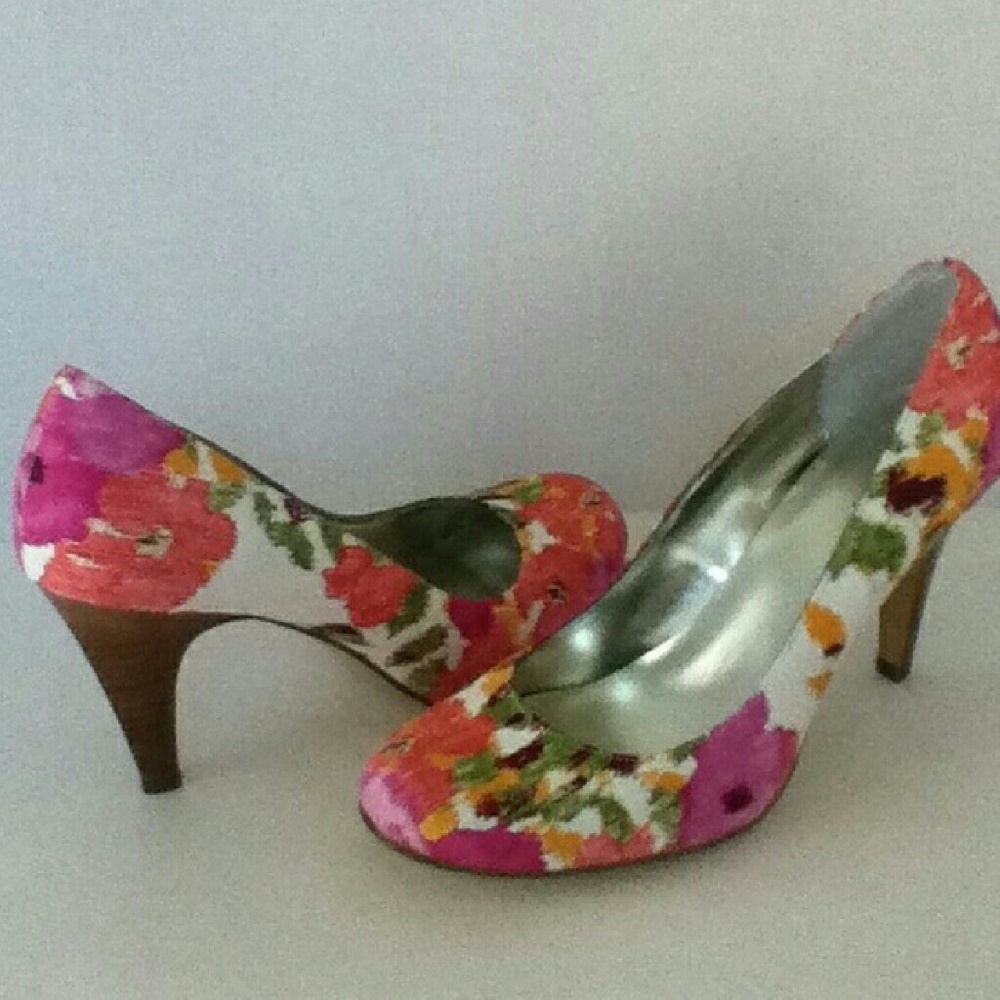 Floral Print Spring Heels Shoes