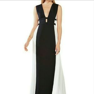 BCBG black and white gown