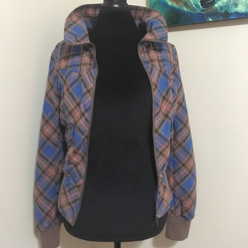 H&M Plaid Jacket Zip Up Size 8