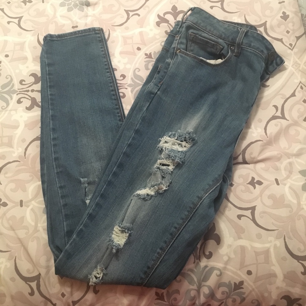 High Waisted Ripped Skinny Jeans