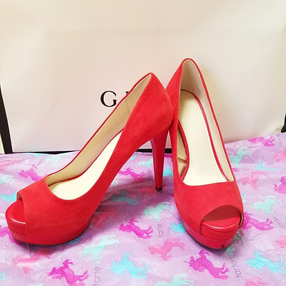 Zara suede peep toe heels