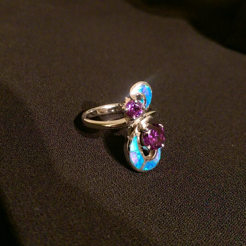 Turquoise Amethyst Sterling Silver Ring