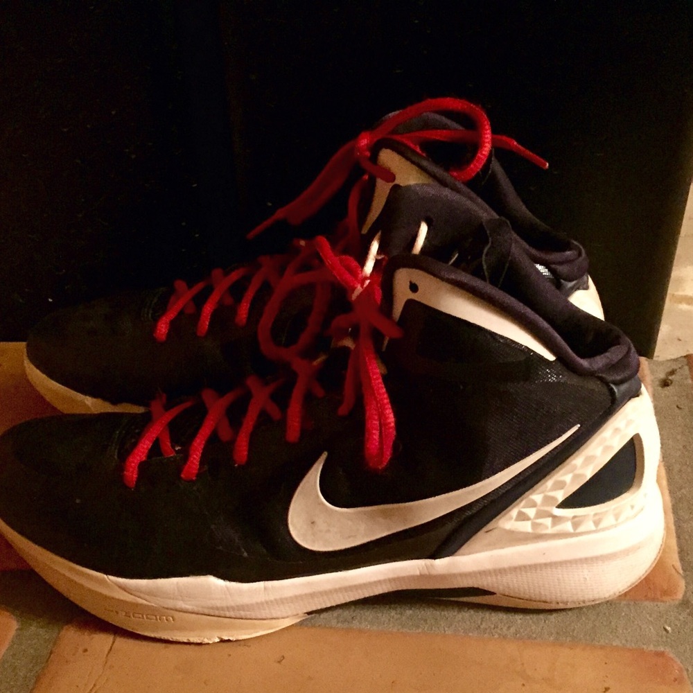Men's 12.5 Nike High Tops Athletic Shoes Black Red