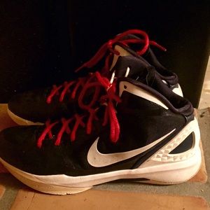 Men's 12.5 Nike High Tops Athletic Shoes Black Red