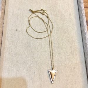 Pave triangle long pendant necklace