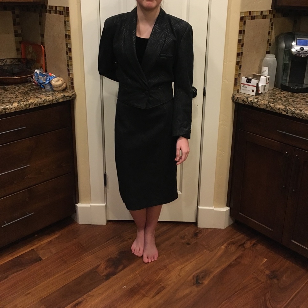 black leather business suit