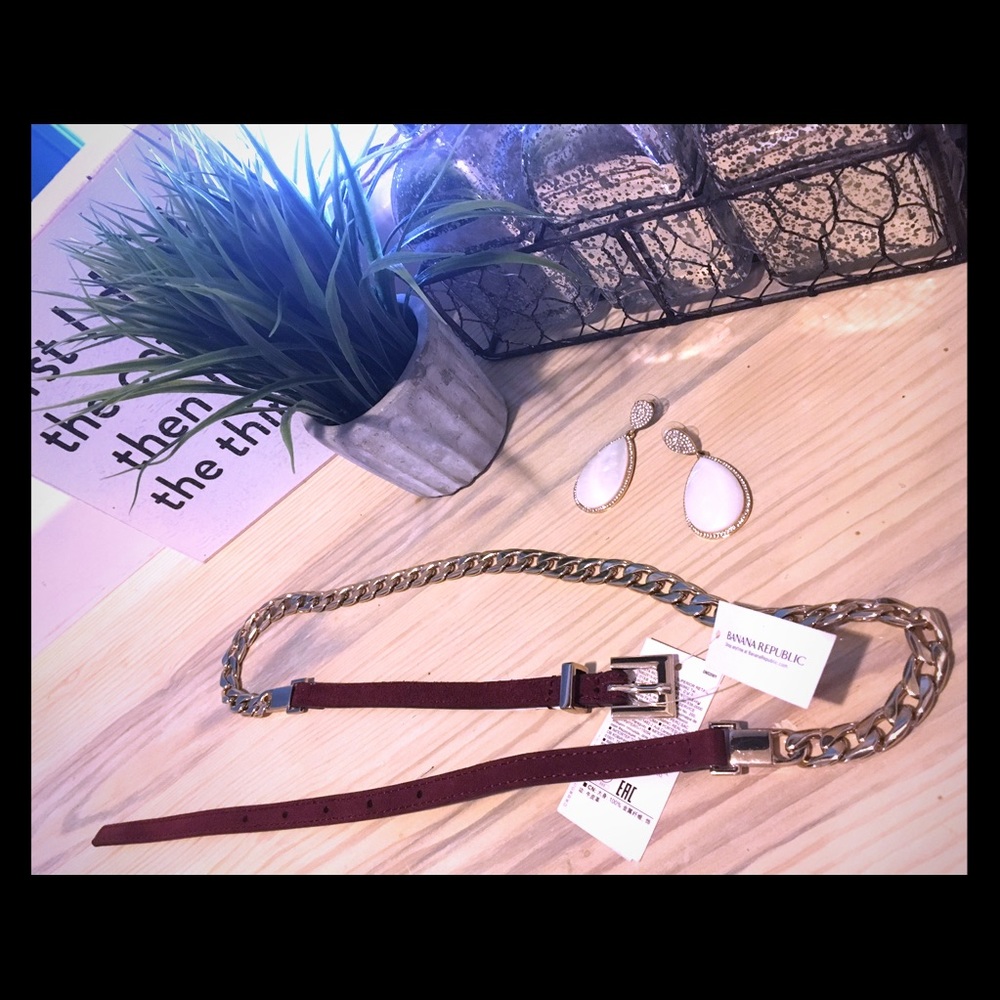Banana Republic Leather & Chain Belt