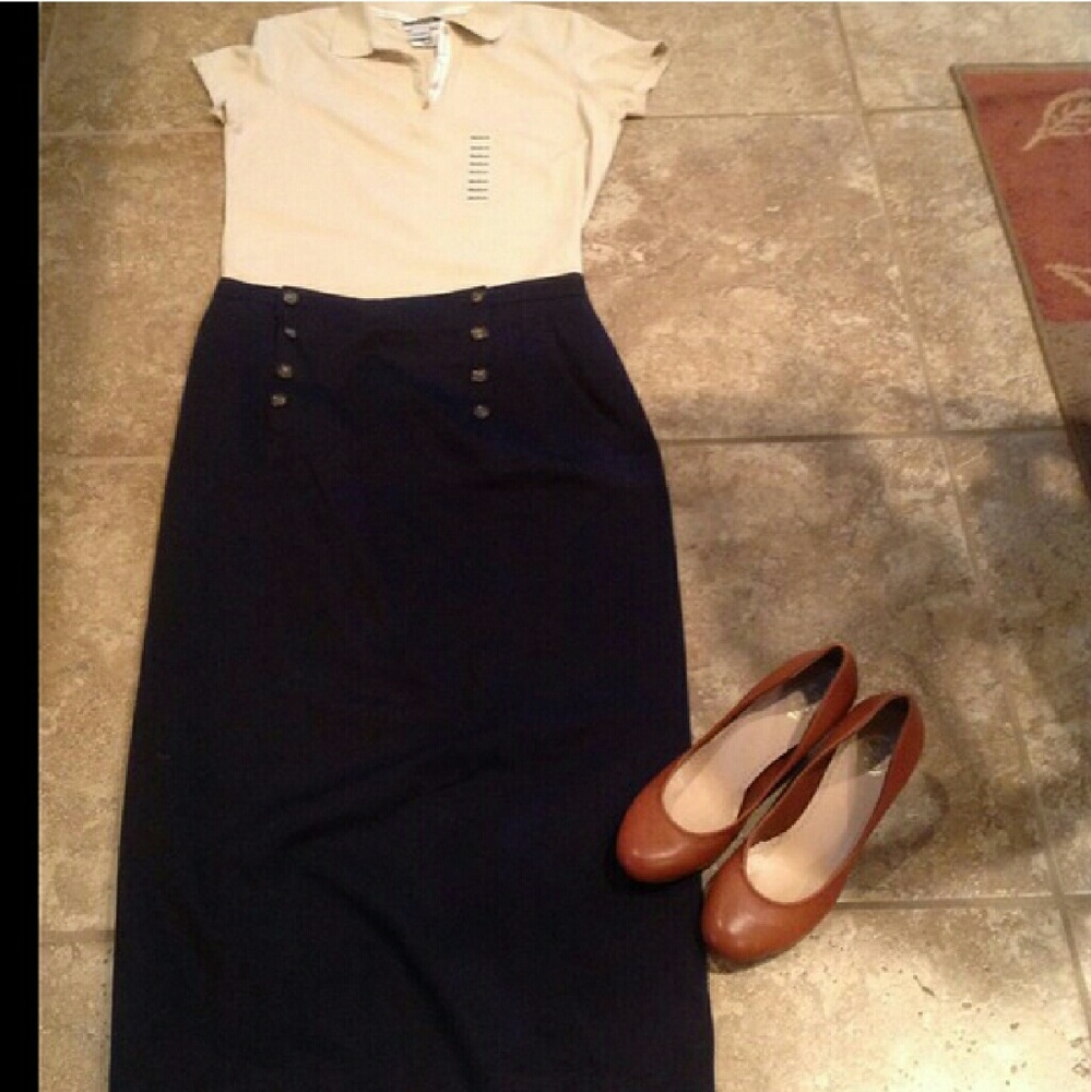 Beautiful Navy Blue Italian Pencil Sailor Skirt