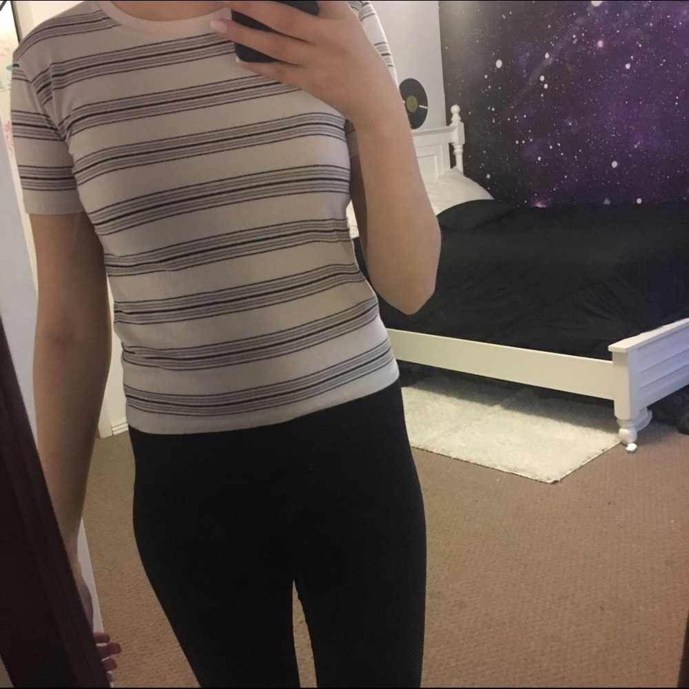 John Galt Striped Ribbed Tee
