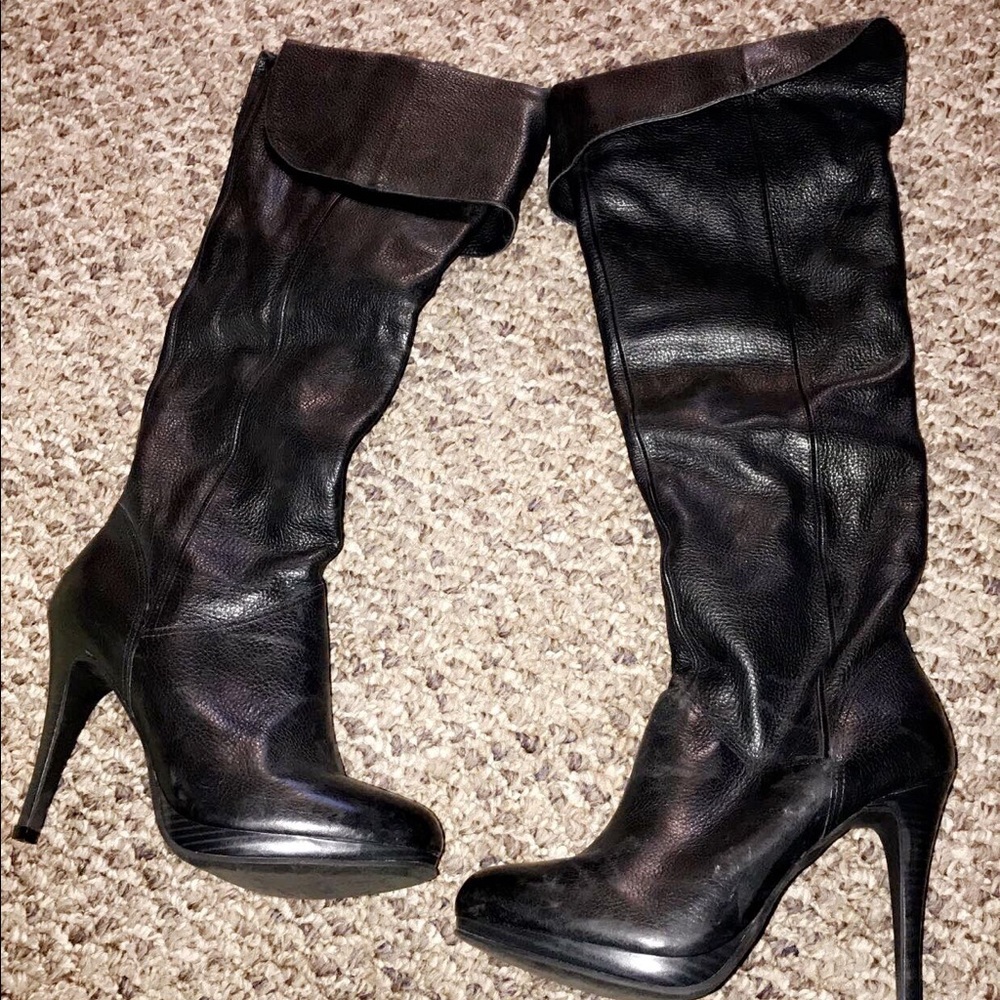 Cathy Jean Black Leather Boots
