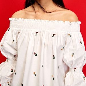 Zara Off the Shoulder White Blouse