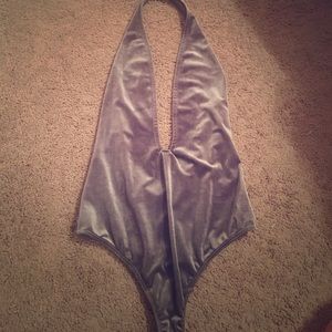 Nasty Gal Purple velvet body suit