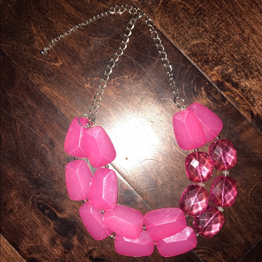 Hot pink doublw layered necklace