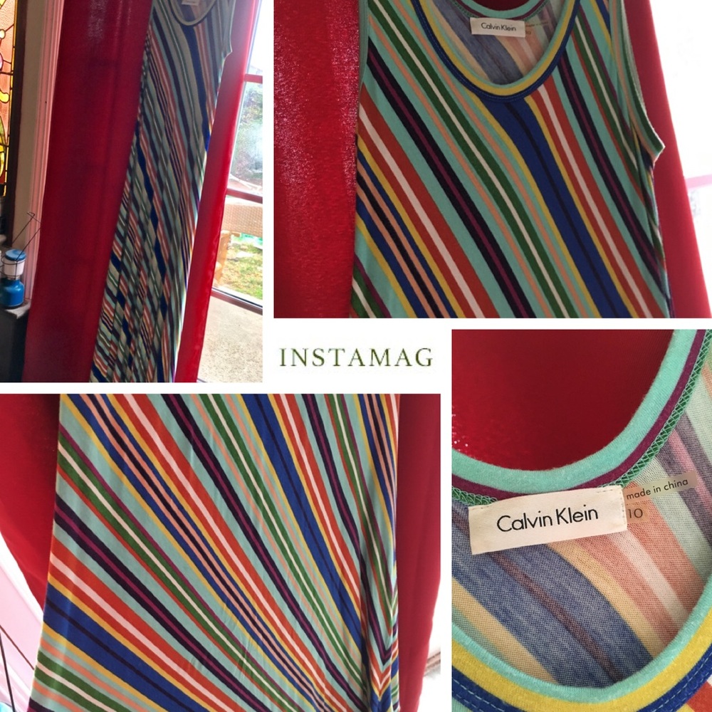 Gorgeous CALVIN KLEIN MULTI-COLORED STRIPED MAXI