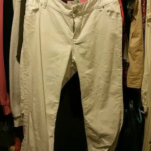 Lane Bryant white denim crops
