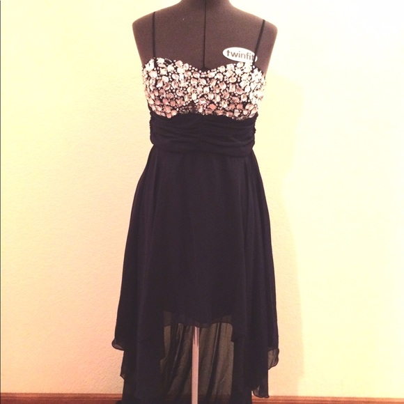 Navy Blue High-Low Dress - Picture 1 of 4