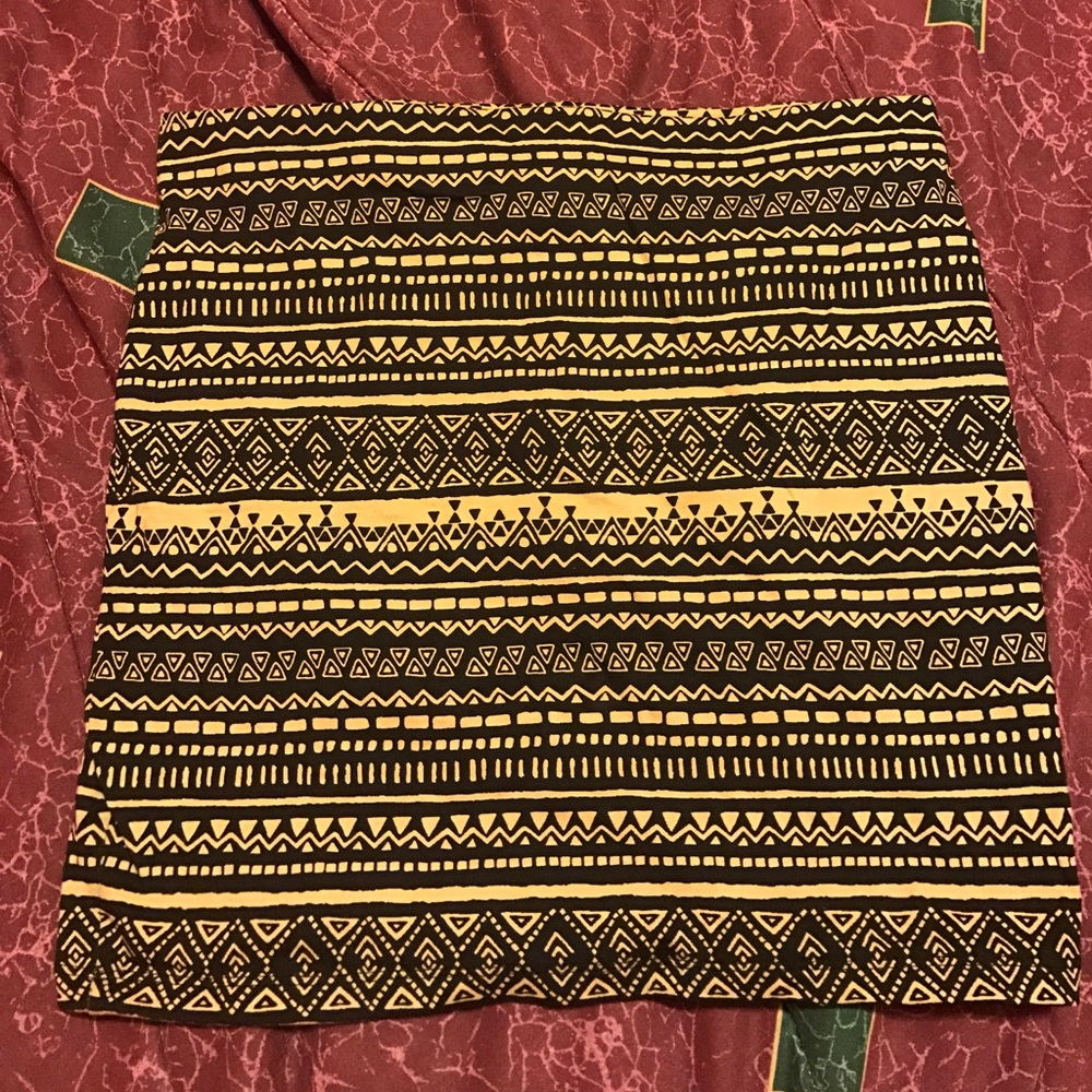 Tan and Black Aztec Bodycon Skirt
