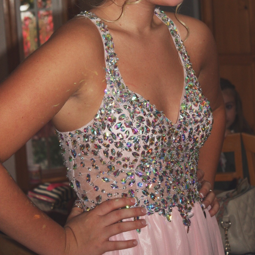 blush pink long prom dress! worn once.