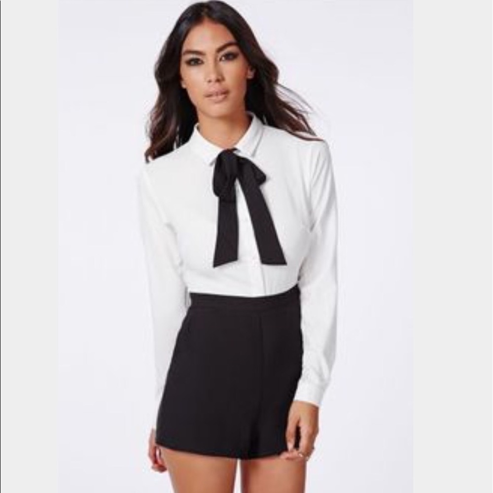 Chiffon Bow Tailored Romper