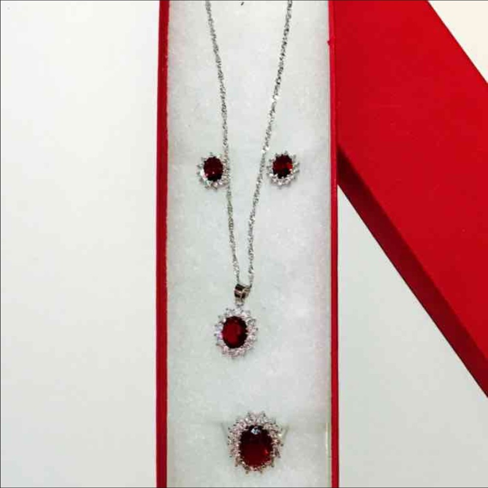 Ruby set jewelry sterling silver