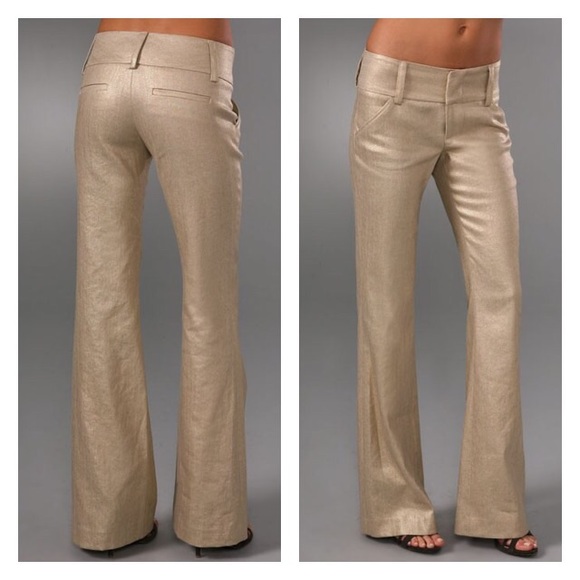 Alice + Olivia Pants - ALICE + OLIVIA Olivia Wide Waistband Pants in Gold
