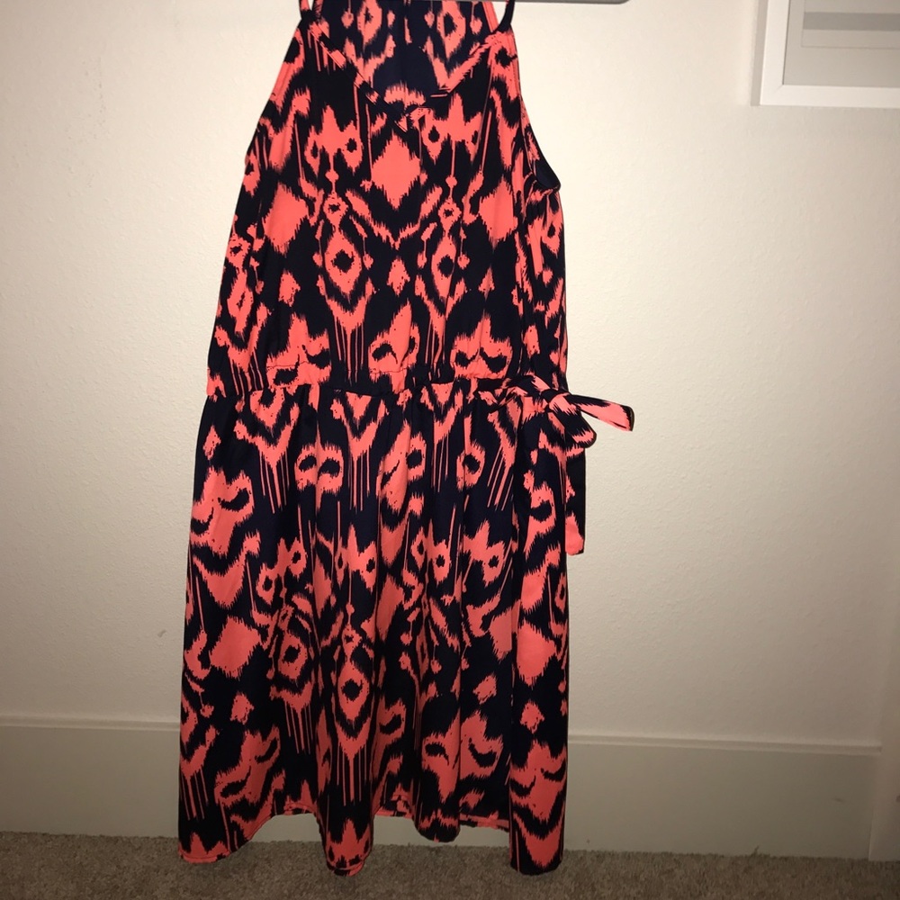 Black and salmon color dress