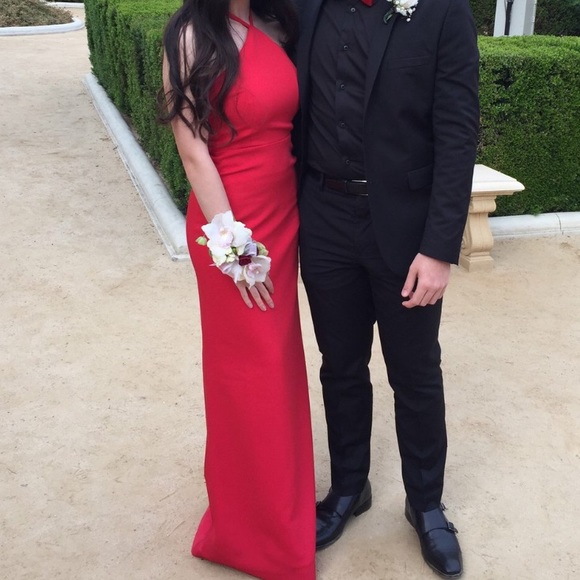 Red Halter Maxi Dress - Picture 2 of 6