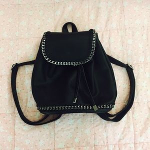 Black Faux Leather Backpack