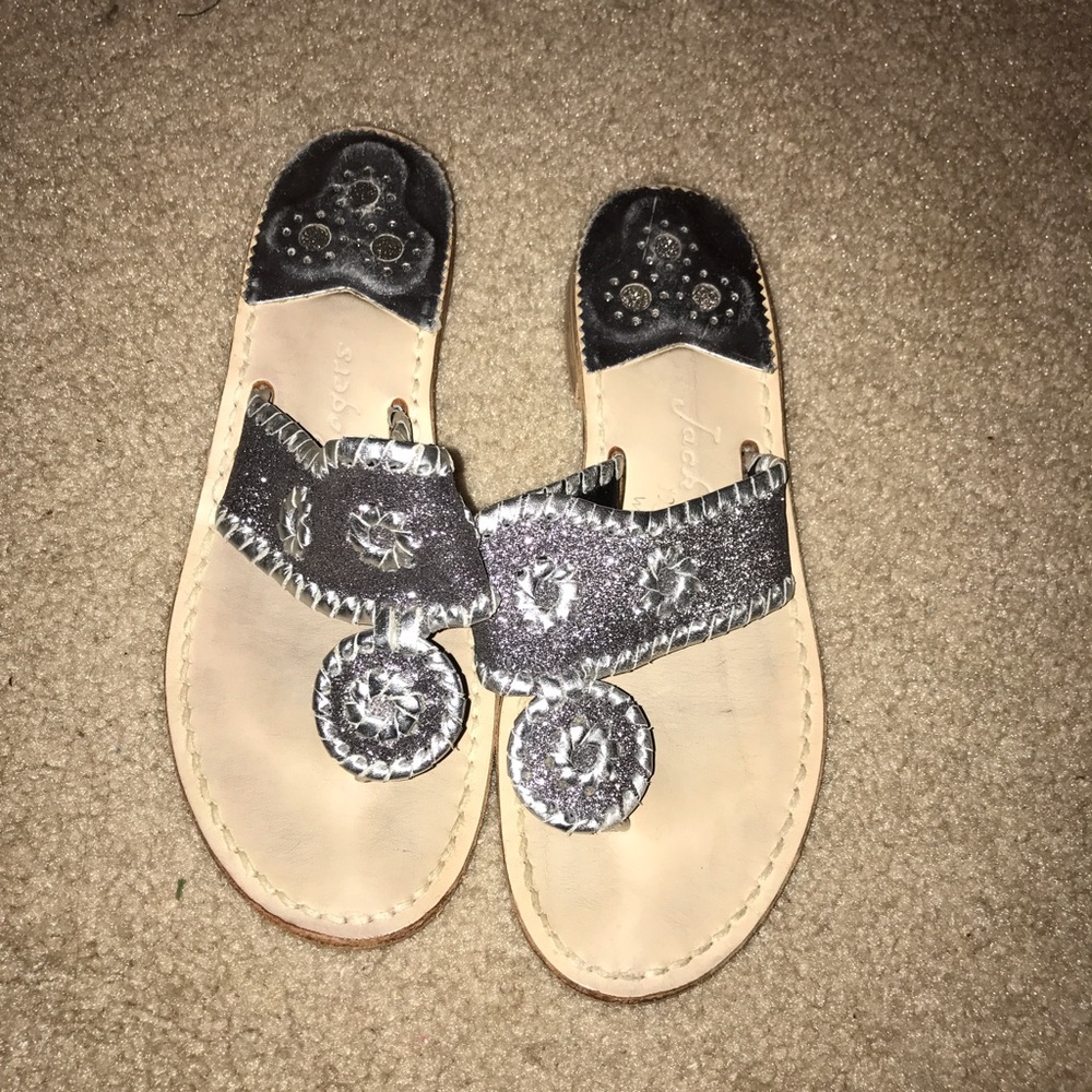 Silver Sparkly Jack Rogers