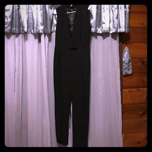 Black tuxedo style jumpsuit