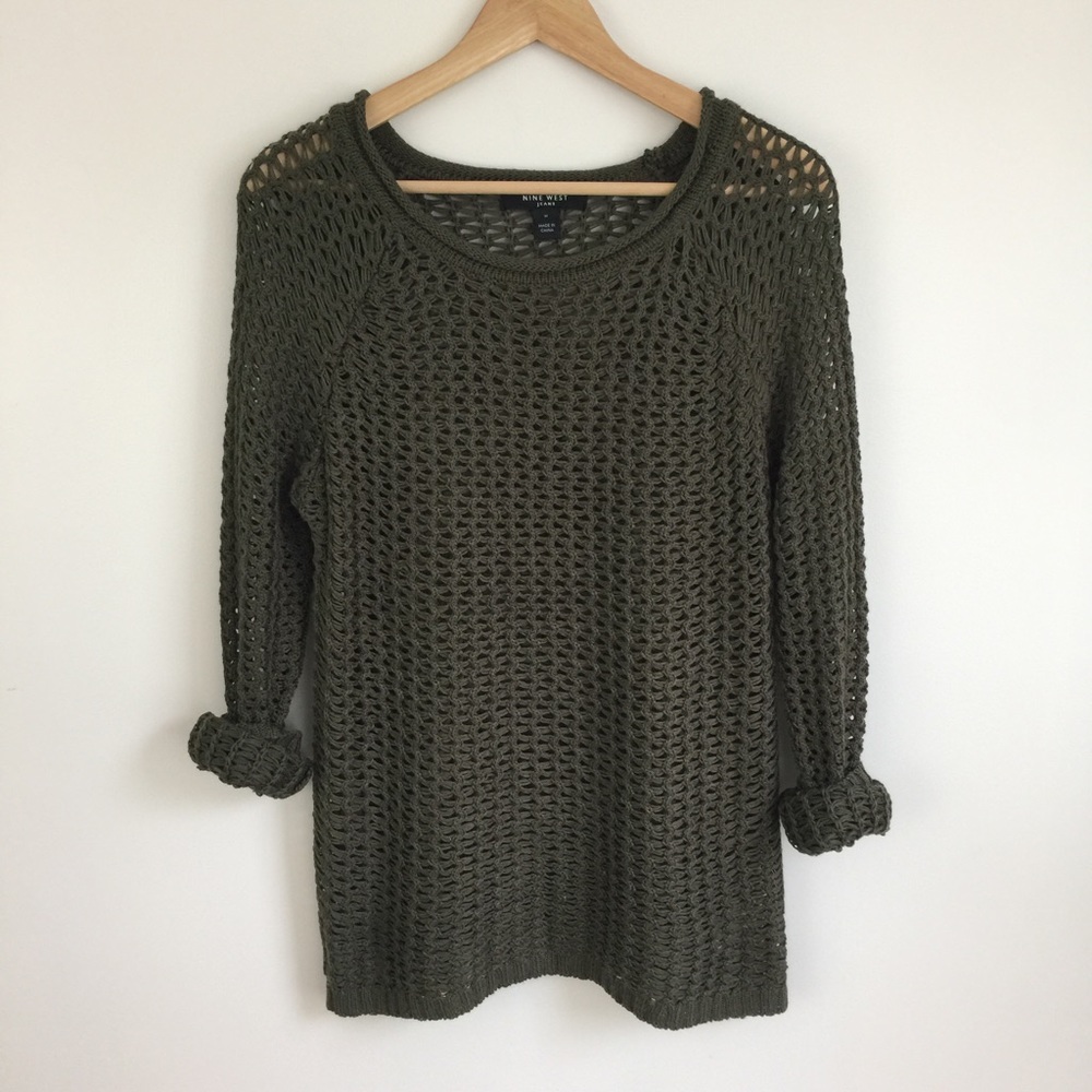 Army Green Loose Knit Sweater NWOT - Picture 3 of 8