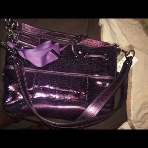 purple sequin plaid coach purse