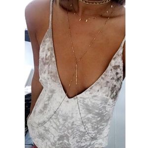 Champagne crushed velvet tank