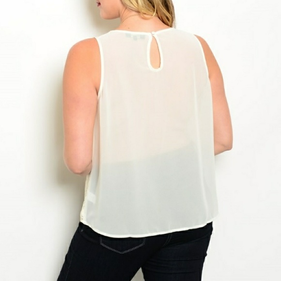 Sleeveless Lace Ivory Top - Plus - Picture 2 of 4