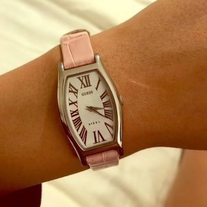 Guess Pink Croc Leather Watch