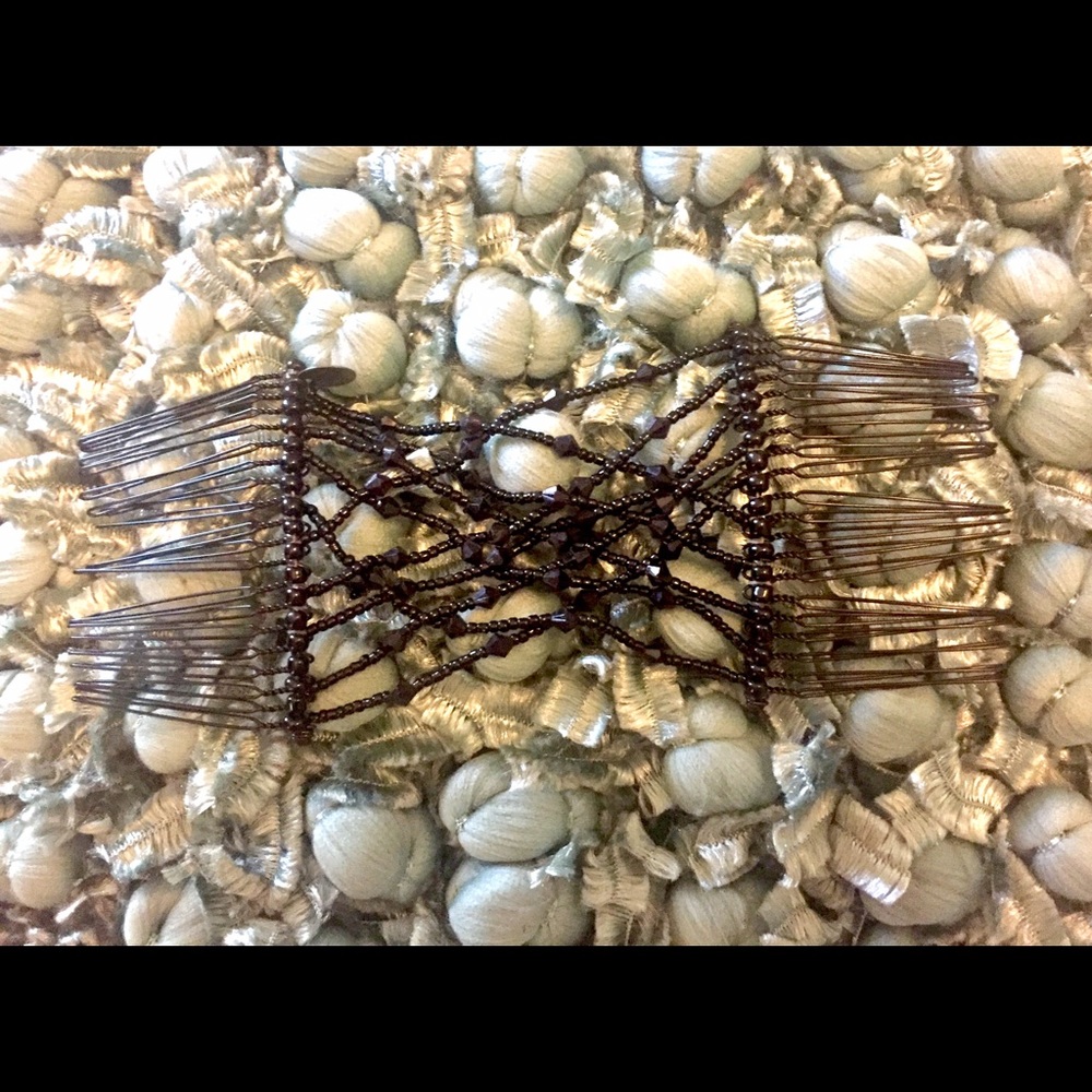 Black Beaded French Twist Hair Holder