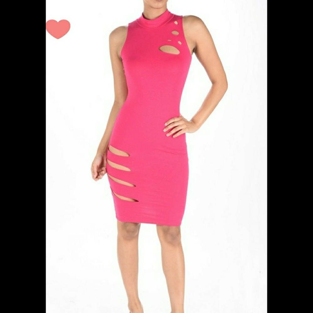 Hot pink rip dress nwot