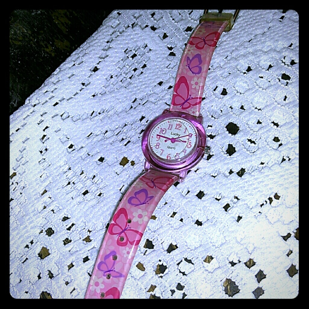 Little girls pink lucky watch