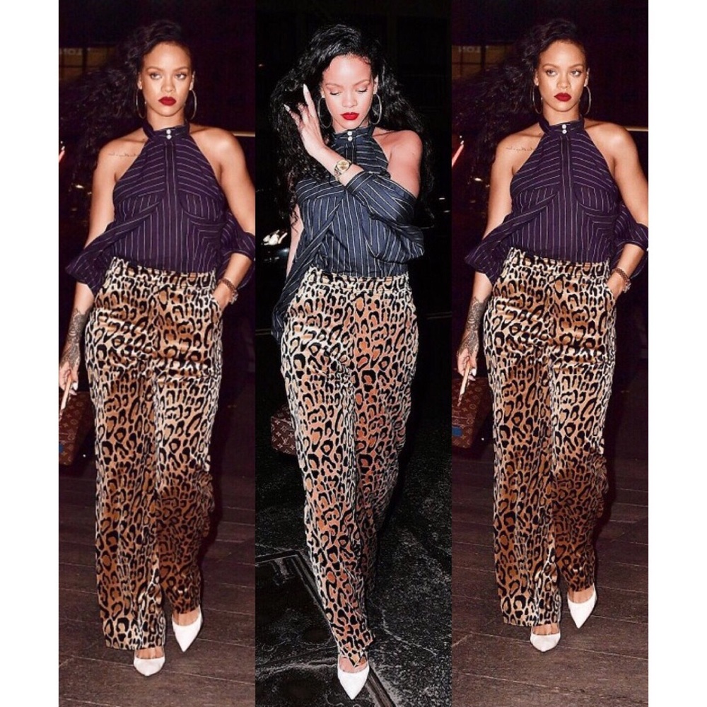 VINTAGE HIGH WAISTED LEOPARD CHINO PANTS