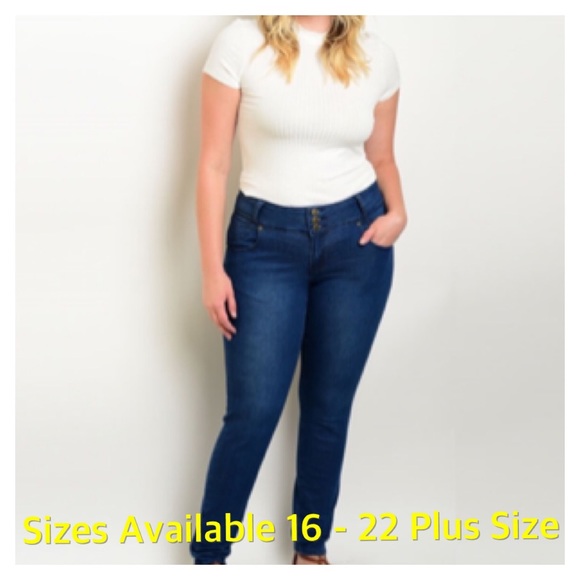 NEW Dark Denim Hi Waist  Denim Jeans Plus Size 16 - Picture 5 of 5