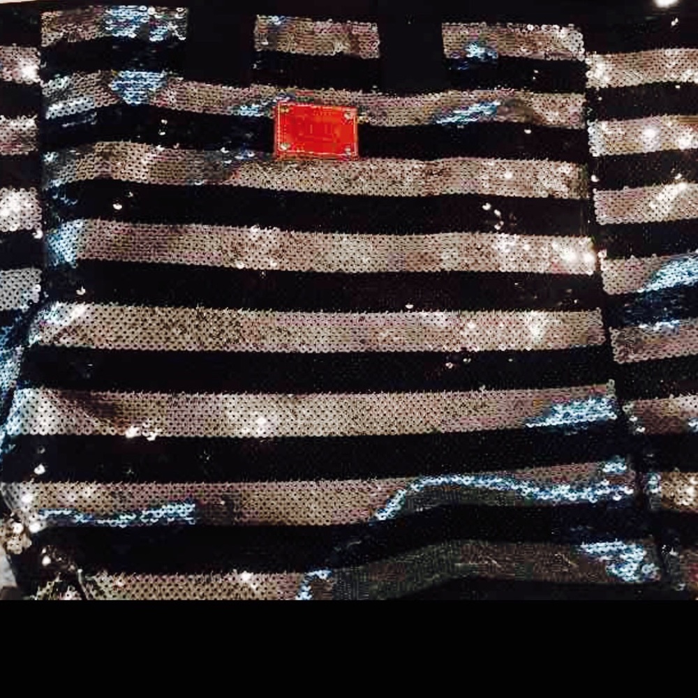 RARE Victoria's Secret sequin Silver/Blk TOTE