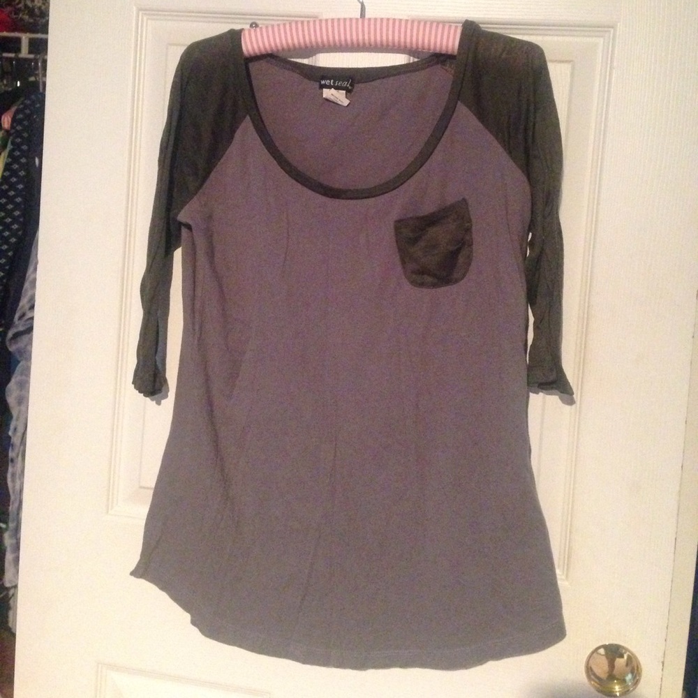 Gray & Green baseball tee