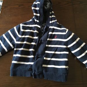 Fleece lined nautical hooded sweatshirt