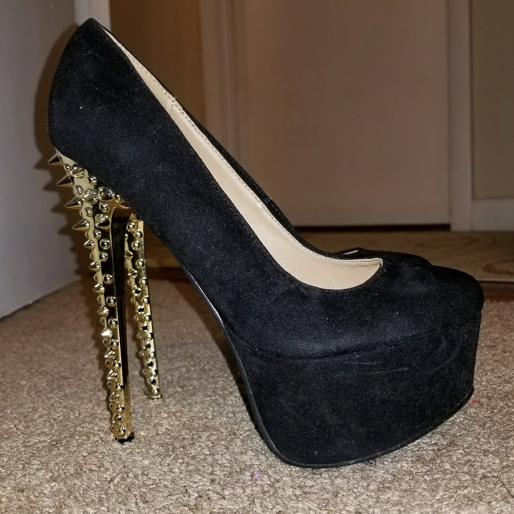 Black spiked heels work once