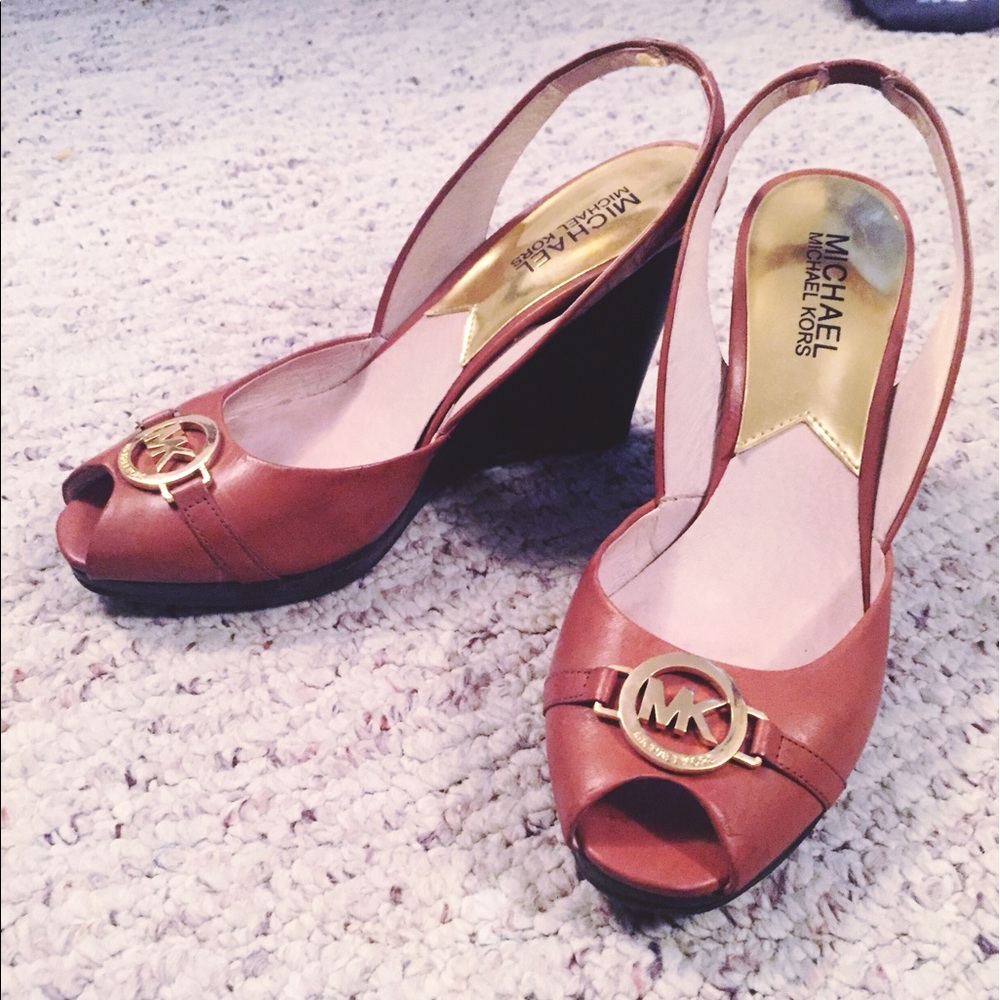 Authentic Michael Kors Rochelle open toe wedges