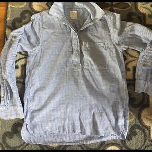 XS Gap blue and white striped half button up
