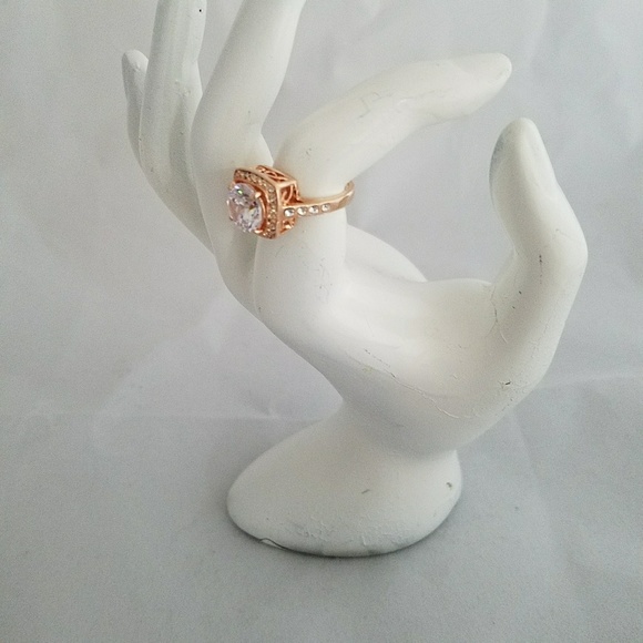Rose Gold Halo Fashion Ring with Cubic Zirconia - Picture 5 of 7